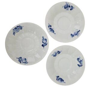 Royal Copenhagen Denmark Set of 3 Blue Flowers Saucers 8500